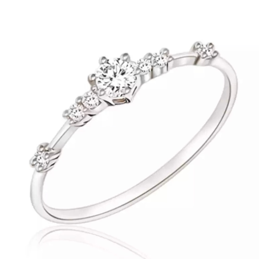 Cute Delicate Silver CZ Ring Accessory Jewelry, Size 7